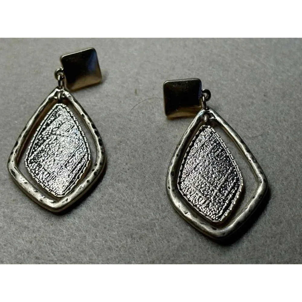 BP. Gold Tone Textured Diamond Drop Earrings Geometric Statement NWT New Boho